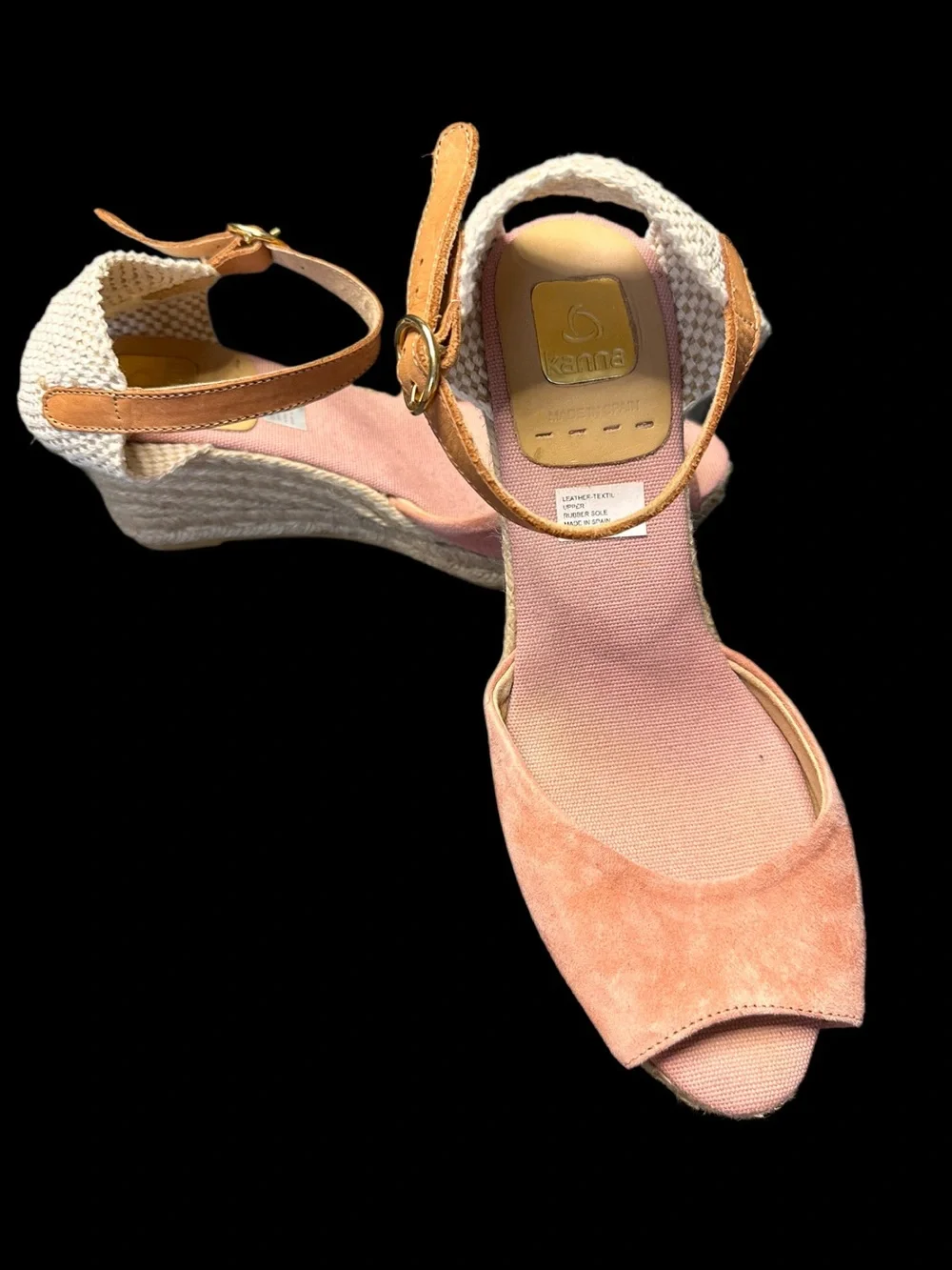 Kanna Spanish Suede Peep Toe Espadrille Wedges EU 39 / US 8.5–9